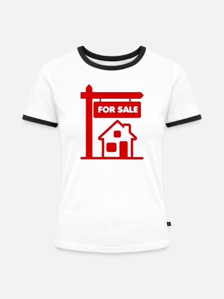 Rotes Logo-Schild mit zum Verkauf - Frauen Kontrast-T-Shirt - Weiß/Schwarz