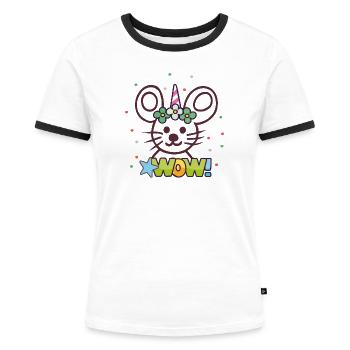 Karneval, Fasching, Maus - Frauen Kontrast-T-Shirt - Weiß/Schwarz - Vorne - Selfina (174cm)