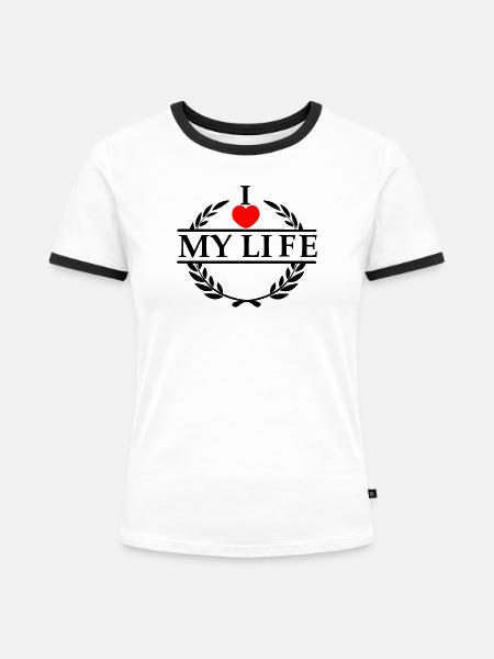 Liebe dich Herz 020 - Frauen Kontrast-T-Shirt - Weiß/Schwarz