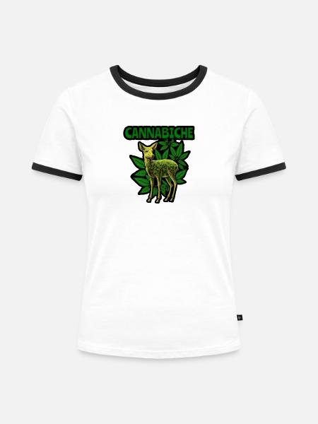 Cannabiche 02 - Frauen Kontrast-T-Shirt - Weiß/Schwarz