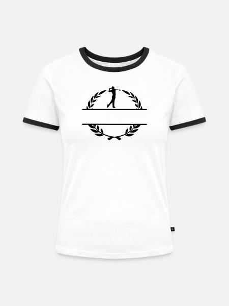 Golfer im Lorbeerkranz - Frauen Kontrast-T-Shirt - Weiß/Schwarz