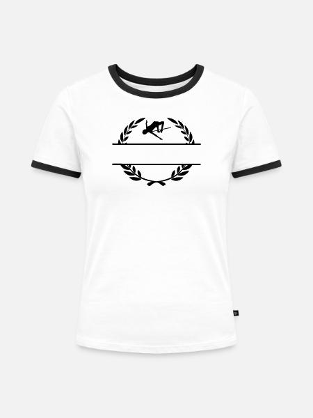 Hochspringer im Lorbeerkranz - Frauen Kontrast-T-Shirt - Weiß/Schwarz