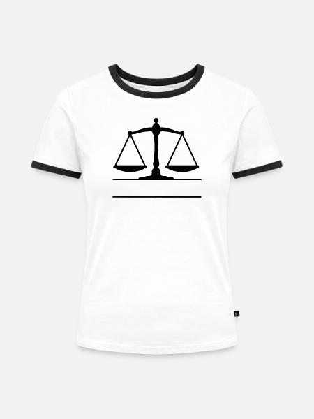 Waage der Gerechtigkeit - Frauen Kontrast-T-Shirt - Weiß/Schwarz