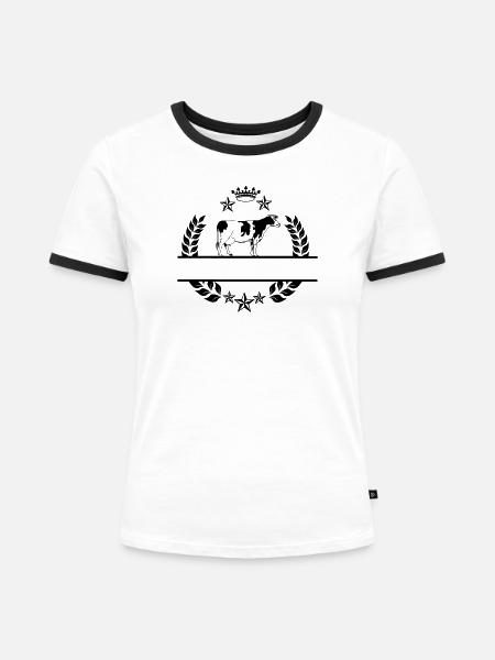 Siegerkuh - Frauen Kontrast-T-Shirt - Weiß/Schwarz