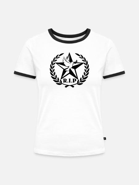 R.I.P Sterntaube Lorbeerkranz - Frauen Kontrast-T-Shirt - Weiß/Schwarz