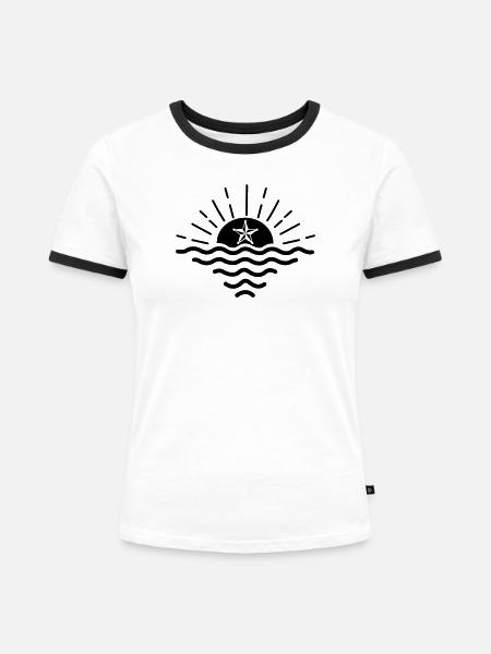 Stern bei Sonnenuntergang - Frauen Kontrast-T-Shirt - Weiß/Schwarz