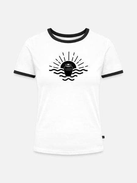 Sonnenuntergang Seeurne - Frauen Kontrast-T-Shirt - Weiß/Schwarz