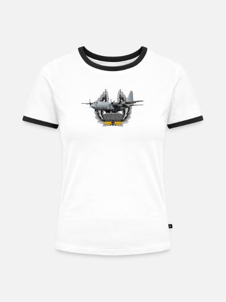 C-130 Hercules - Frauen Kontrast-T-Shirt - Weiß/Schwarz