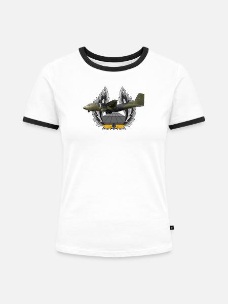 C-160 Transall - Frauen Kontrast-T-Shirt - Weiß/Schwarz
