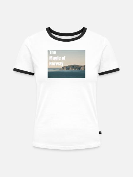 The Magic of Norway - Frauen Kontrast-T-Shirt - Weiß/Schwarz