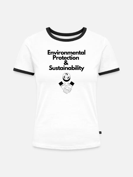 Environmental Protection & Sustainability - Frauen Kontrast-T-Shirt - Weiß/Schwarz