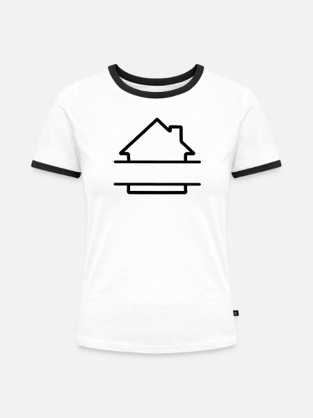 Startseite einfaches Logo-Textbanner - Frauen Kontrast-T-Shirt - Weiß/Schwarz