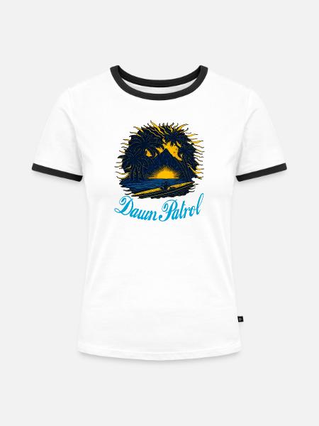 Dawn Patrol Palms Sunset - Frauen Kontrast-T-Shirt - Weiß/Schwarz