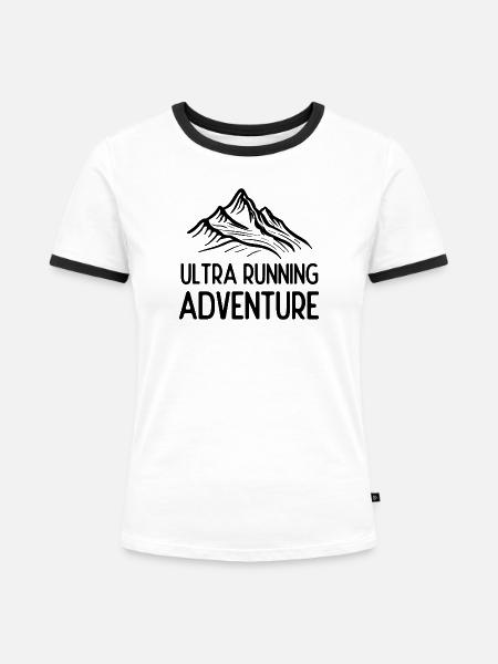Ultra Running Advrenture - Frauen Kontrast-T-Shirt - Weiß/Schwarz