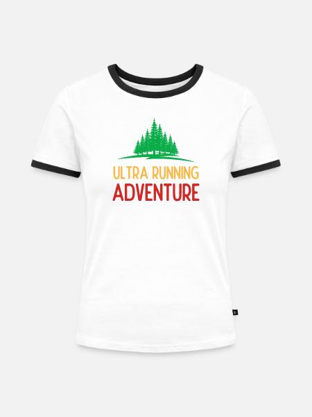 Ultra Running Advrenture - Frauen Kontrast-T-Shirt - Weiß/Schwarz