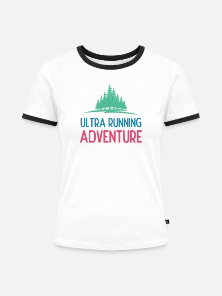 Ultra Running Advrenture - Frauen Kontrast-T-Shirt - Weiß/Schwarz