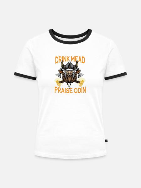 Bier Wikinger - Frauen Kontrast-T-Shirt - Weiß/Schwarz