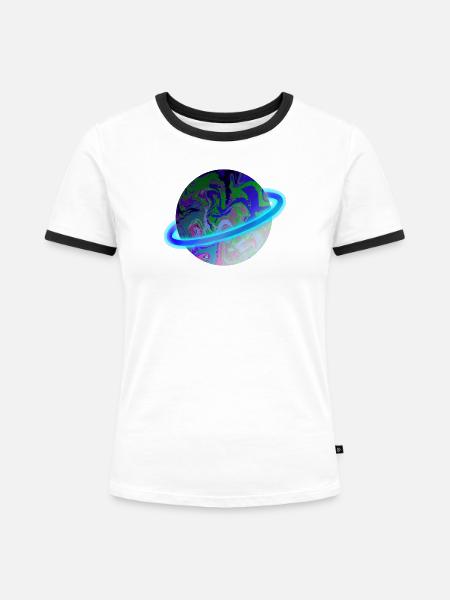 Blue Shiny - Frauen Kontrast-T-Shirt - Weiß/Schwarz