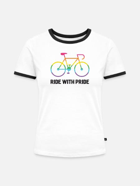 LGBTQ-Radfahrer - Fahre mit Stolz - Frauen Kontrast-T-Shirt - Weiß/Schwarz