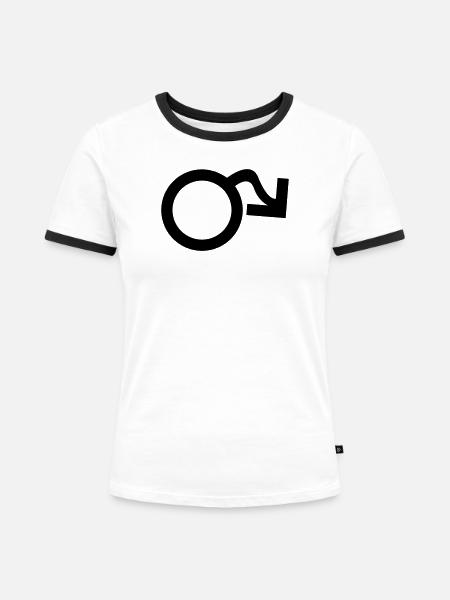 Symbol männlich hängend - Frauen Kontrast-T-Shirt - Weiß/Schwarz