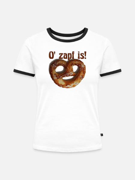 Brezel O' zapft ist - Frauen Kontrast-T-Shirt - Weiß/Schwarz