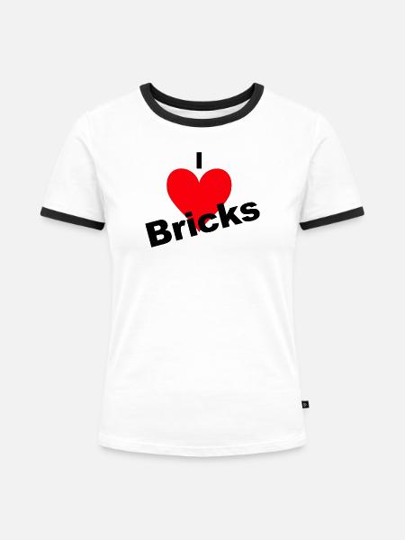 Herzliebe zu Bricks - Frauen Kontrast-T-Shirt - Weiß/Schwarz