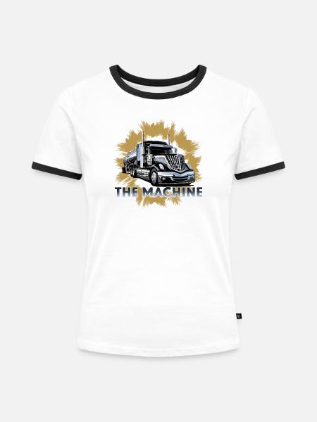 Sattelschlepper mit Tank für Flüssigkeiten - Frauen Kontrast-T-Shirt - Weiß/Schwarz