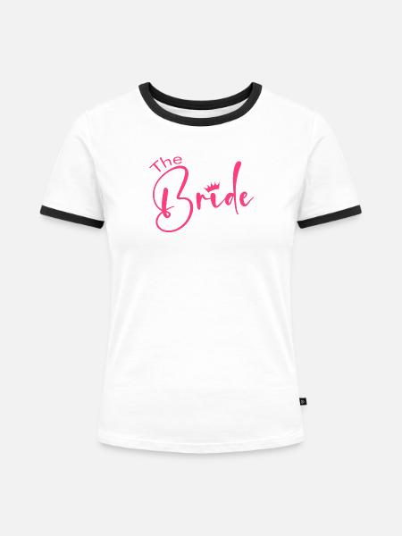 Team Bride -Krone! - Frauen Kontrast-T-Shirt - Weiß/Schwarz