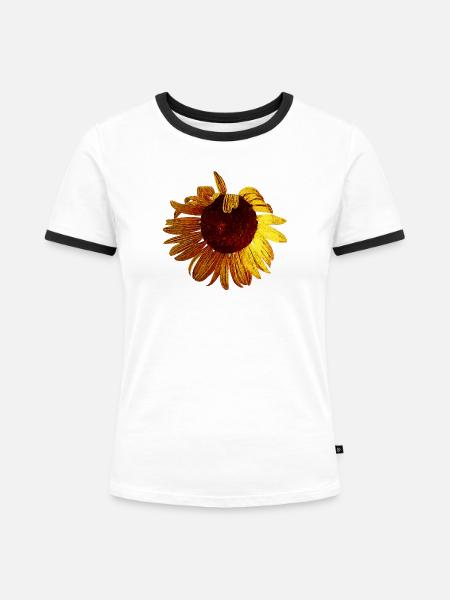 sommerliche blume, tolle pflanzen - Frauen Kontrast-T-Shirt - Weiß/Schwarz