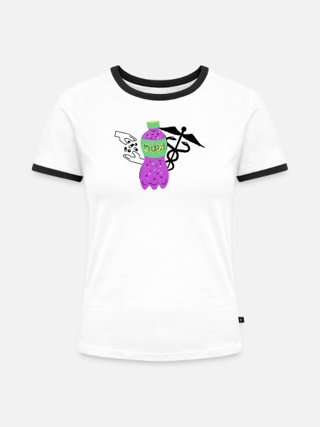 Soda Flasche Lila Retro - Frauen Kontrast-T-Shirt - Weiß/Schwarz