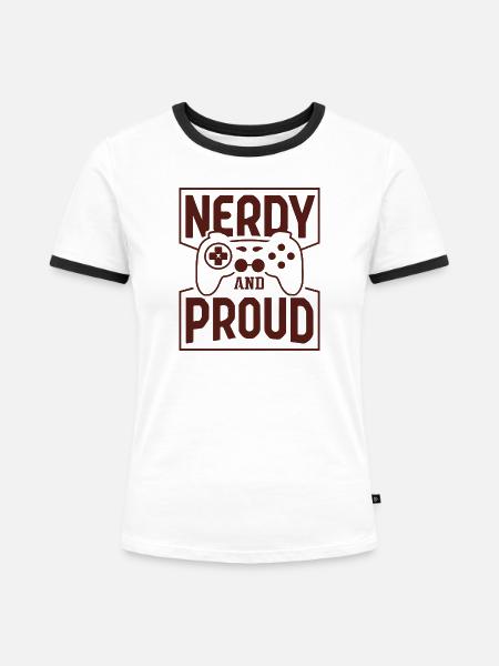 nerdy and proud - Frauen Kontrast-T-Shirt - Weiß/Schwarz