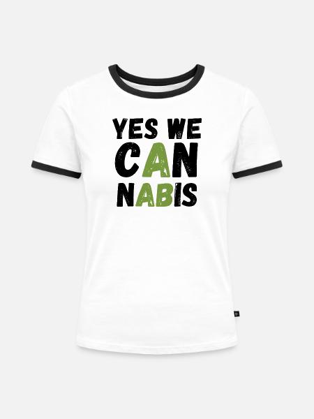 Yes We Cannabis! - Frauen Kontrast-T-Shirt - Weiß/Schwarz