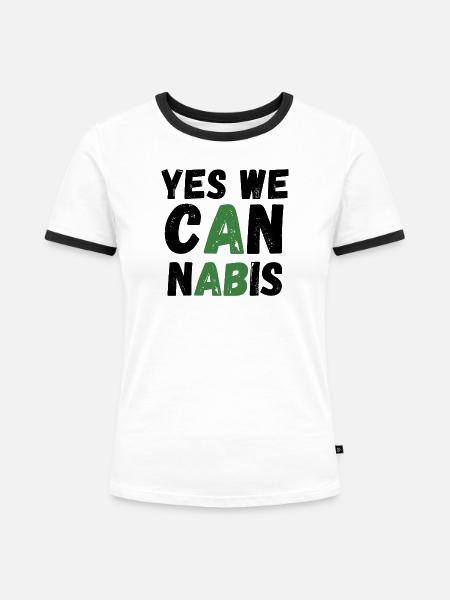 Yes We Cannabis! - Frauen Kontrast-T-Shirt - Weiß/Schwarz