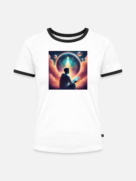 Die zukünftige Meditation vorhersagen - Frauen Kontrast-T-Shirt - Weiß/Schwarz
