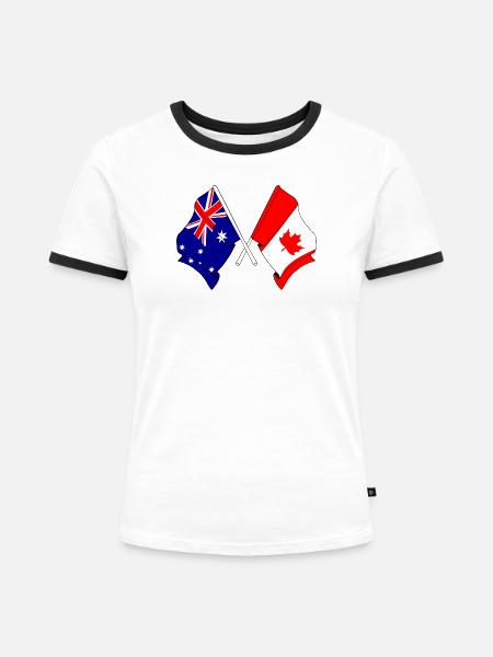 Flagge Australiens und Kanadas Flagge - Frauen Kontrast-T-Shirt - Weiß/Schwarz