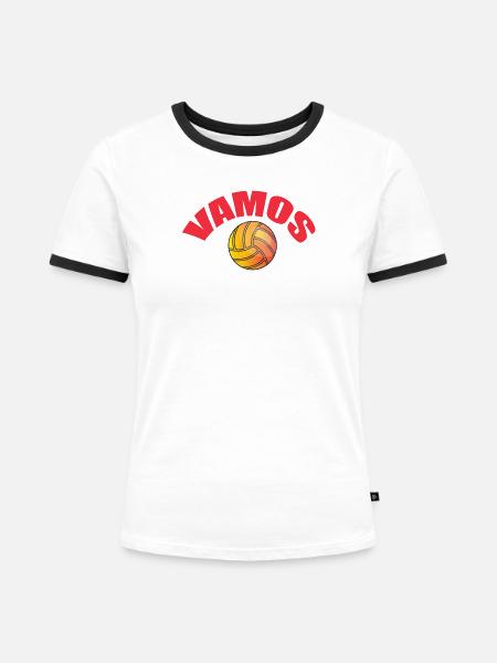 VAMOS - Frauen Kontrast-T-Shirt - Weiß/Schwarz