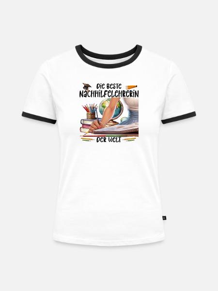 Die Beste Lehrerin Nachhilfelehrerine Schule - Frauen Kontrast-T-Shirt - Weiß/Schwarz