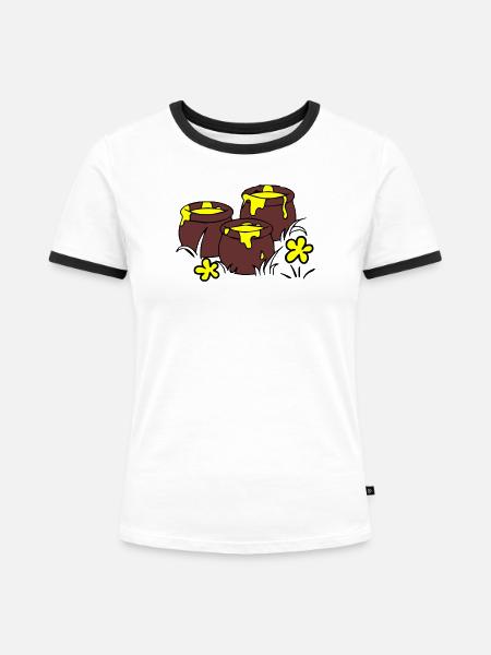 Topf - Frauen Kontrast-T-Shirt - Weiß/Schwarz