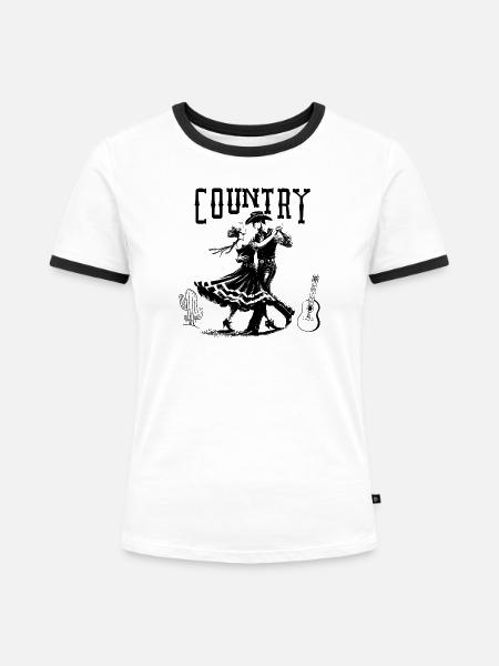 Country-Tanz - Frauen Kontrast-T-Shirt - Weiß/Schwarz