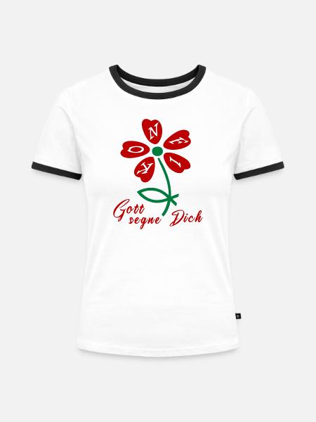Gott segne dich, Konfirmation - Frauen Kontrast-T-Shirt - Weiß/Schwarz