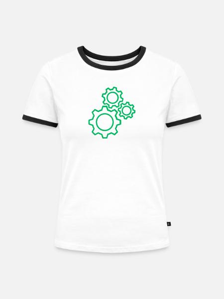 Denkende Zahnräder Design - Frauen Kontrast-T-Shirt - Weiß/Schwarz