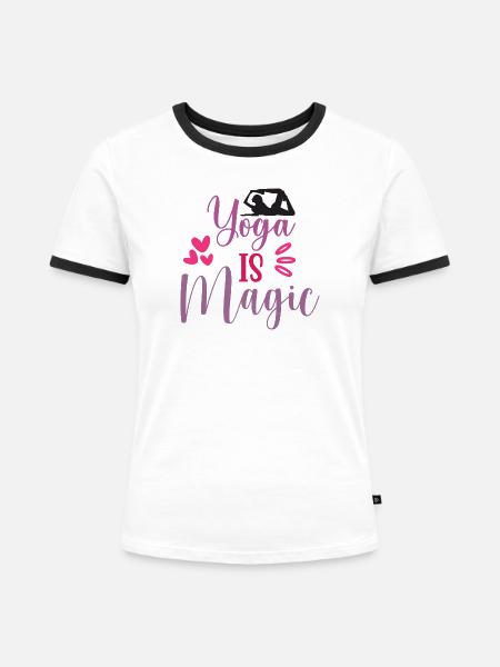 Yoga ist Magie - Frauen Kontrast-T-Shirt - Weiß/Schwarz