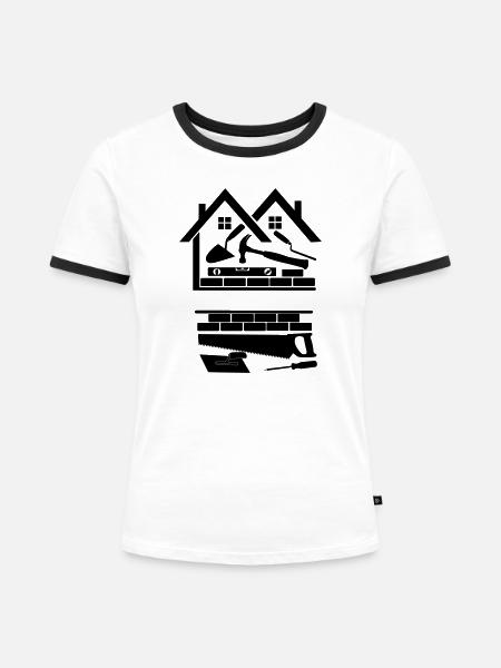 Logo der Baufirma "Häuser" - Frauen Kontrast-T-Shirt - Weiß/Schwarz