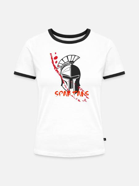 Helm Sparta und Blut 7 - Frauen Kontrast-T-Shirt - Weiß/Schwarz