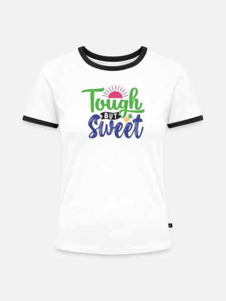 Tough und süß - Frauen Kontrast-T-Shirt - Weiß/Schwarz