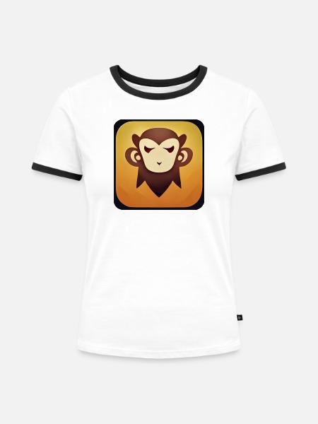 Monkey Biznizz - Frauen Kontrast-T-Shirt - Weiß/Schwarz