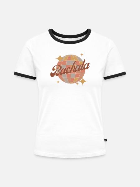 Bachata Disco Retro Glow - Frauen Kontrast-T-Shirt - Weiß/Schwarz