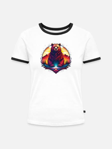 Bear_01 - Frauen Kontrast-T-Shirt - Weiß/Schwarz