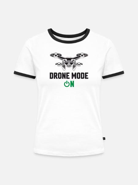 Drohnen-Modus Ein - Frauen Kontrast-T-Shirt - Weiß/Schwarz