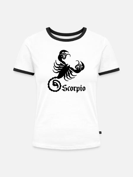 Sternzeichenbild Skorpion - Frauen Kontrast-T-Shirt - Weiß/Schwarz